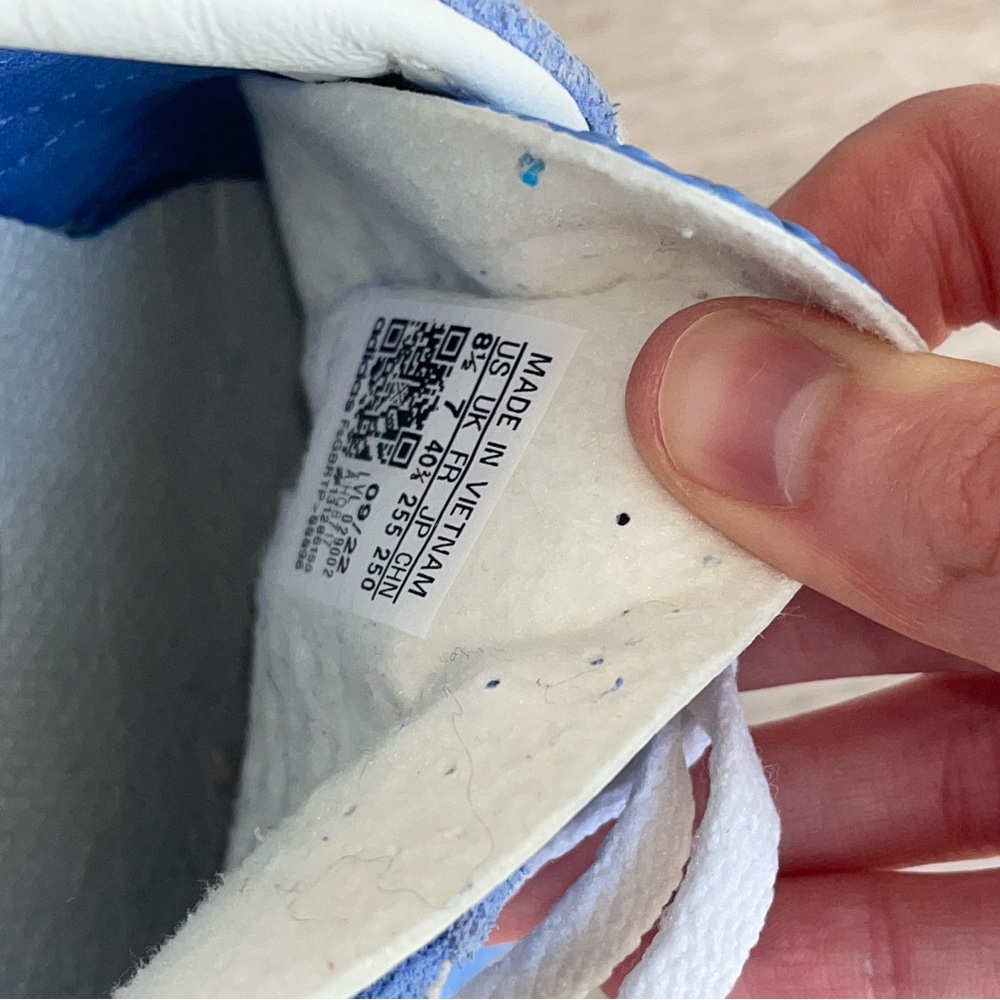 adidas Blue Suede Sneakers with White Stripes - Picture 8 of 9